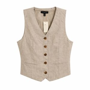 🤍 Banana Republic Linen Blend Button Front Vest | Size 12 | NWT 🤍